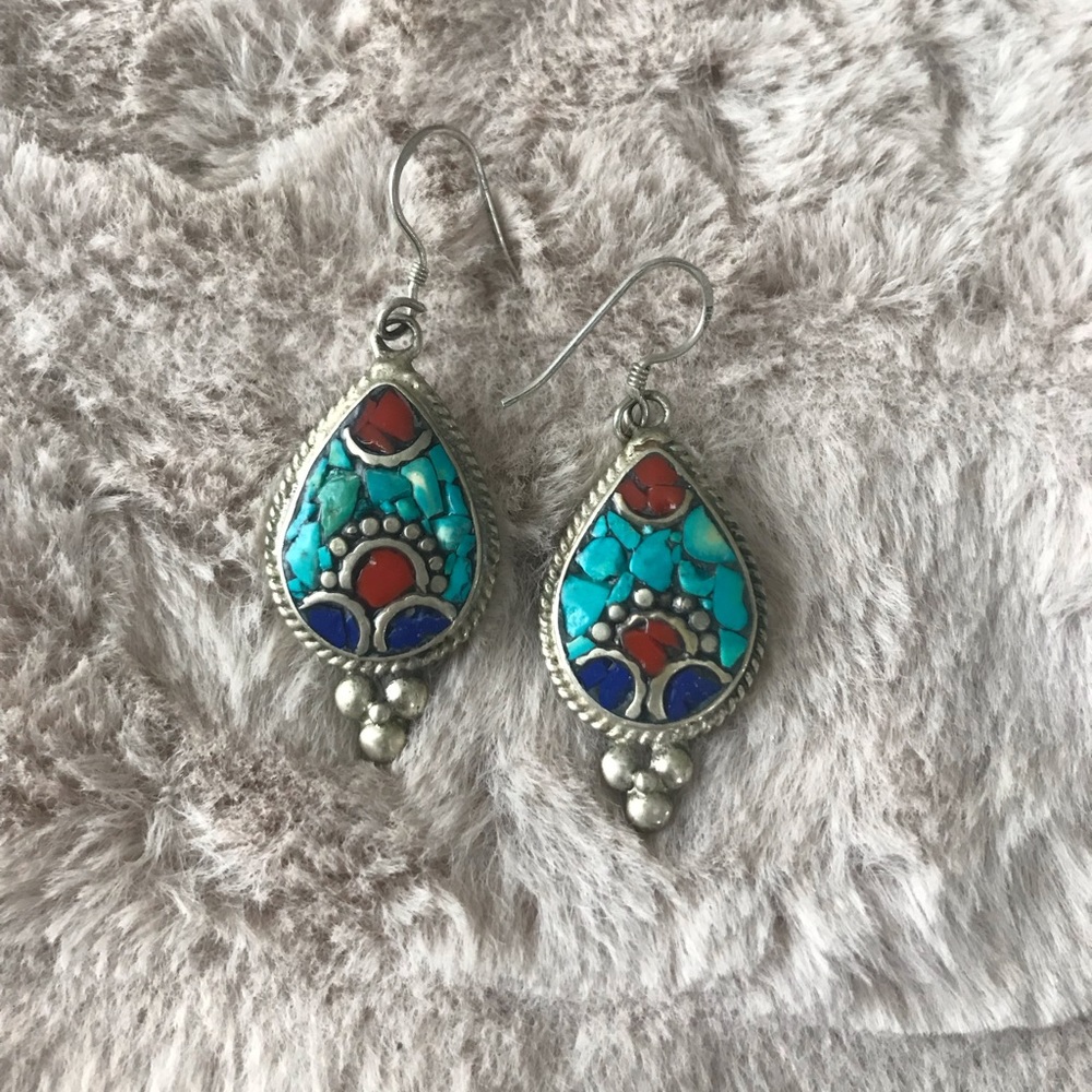 Mosaic silver earrings
